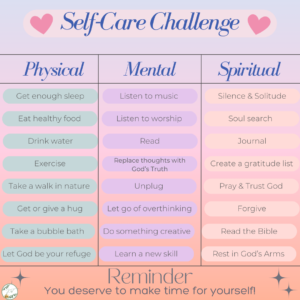 Self Care Challenge Checklist