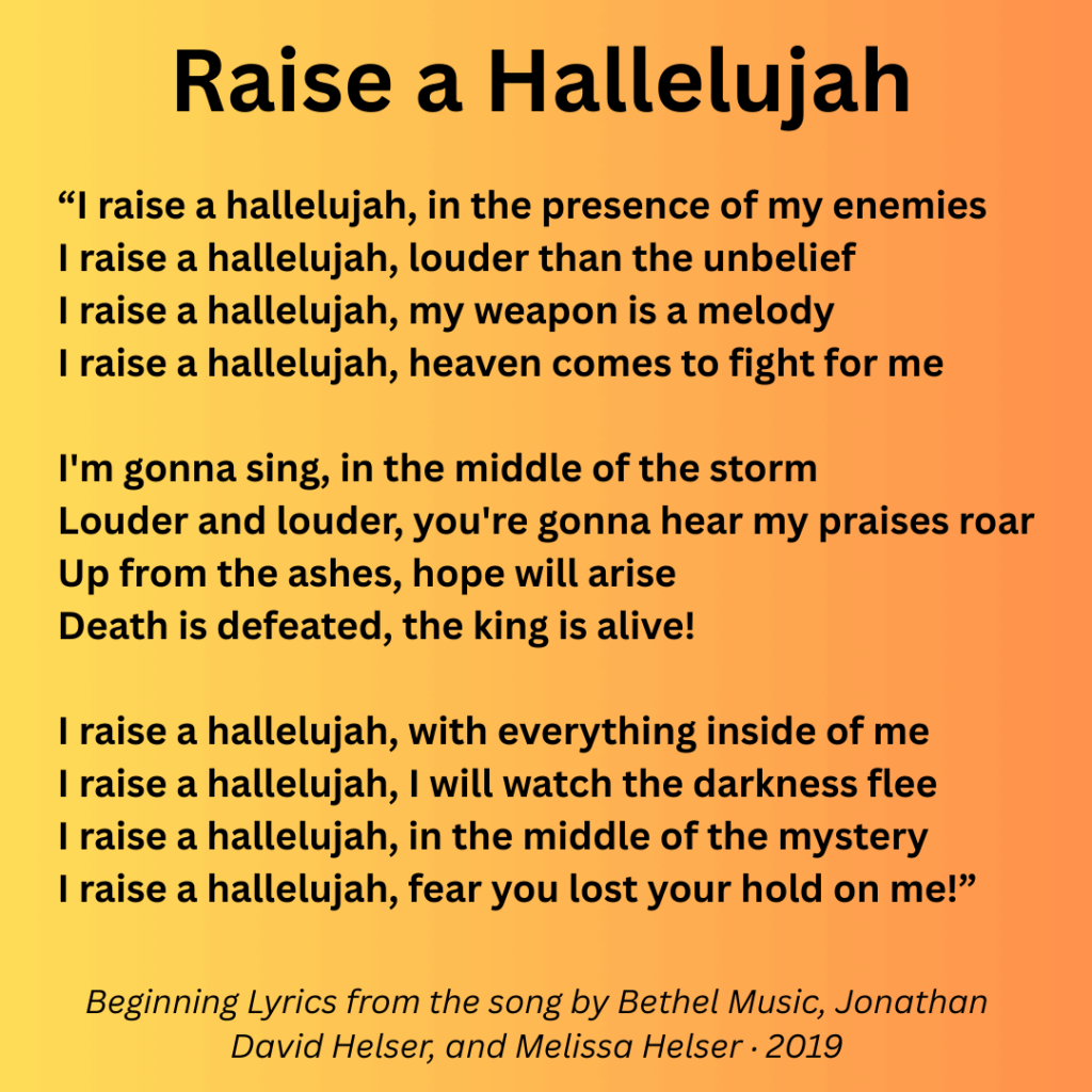 Let’s Raise a Hallelujah partial lyrics